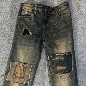 Distressed Black and Gray Men Jeans